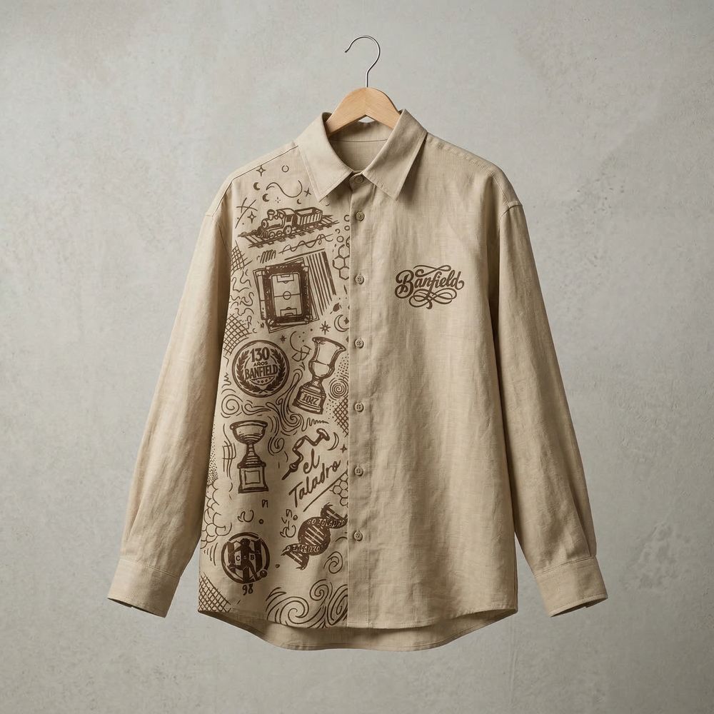 Packshot con IA de una camisa ilustrada en percha