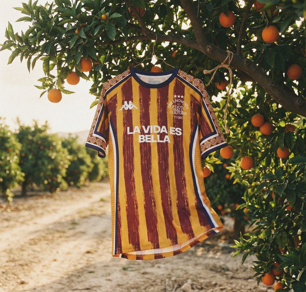Foto de producto con IA: camiseta colgada en un naranjo