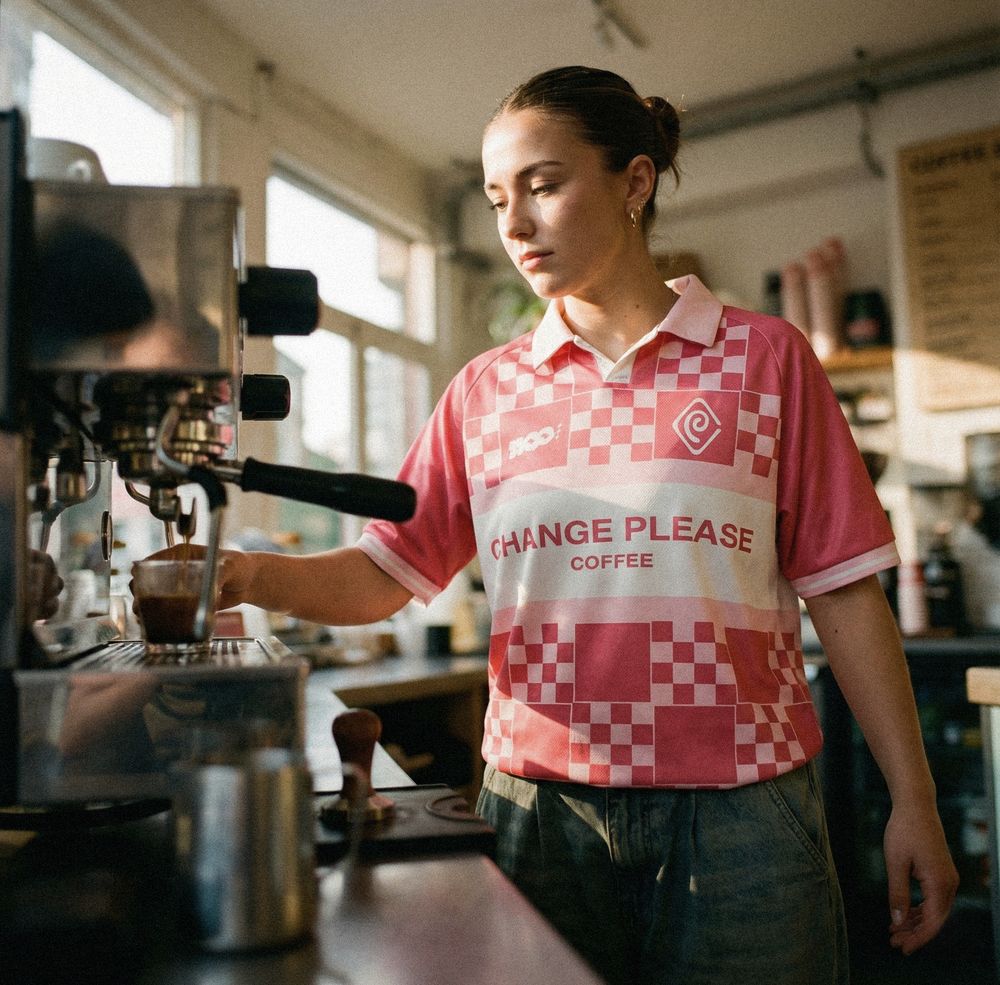Camiseta personalizada para una cafetería, en una barista virtual